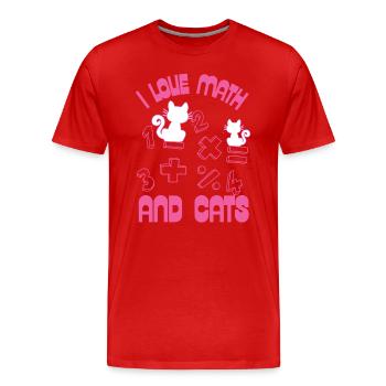 Ich liebe Mathe und Katzen - Männer Premium Bio T-Shirt - Rot - Vorne - Damien (186cm)
