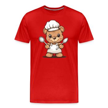 Cuisson de l’ours avec des cuillères - T-shirt bio Premium Homme - rouge - Devant - Damien (186cm)