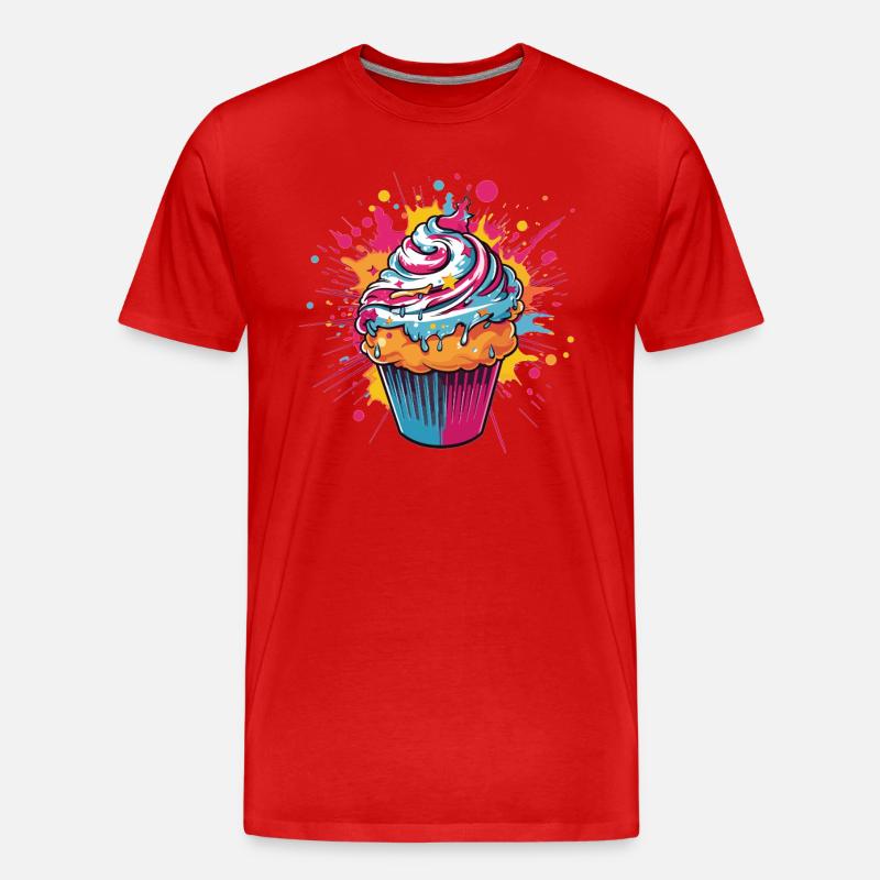 Farbexplosion Cupcake - Männer Premium Bio T-Shirt - Rot