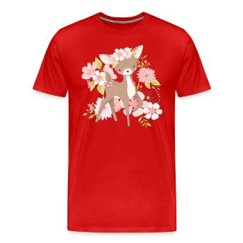 Fleurs Fauve - T-shirt bio Premium Homme - rouge - Devant - Damien (186cm)
