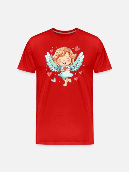 Happy Angel with Hearts - Men's Premium Organic T-Shirt - red