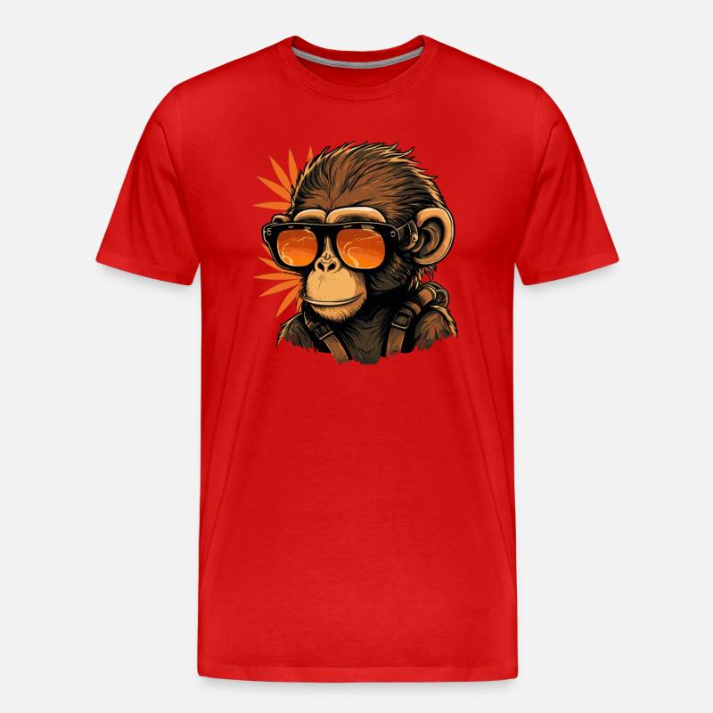 Cooler Affe mit Sonnenbrille - Männer Premium Bio T-Shirt - Rot