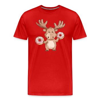 Elch mit Donuts - Männer Premium Bio T-Shirt - Rot - Vorne - Damien (186cm)