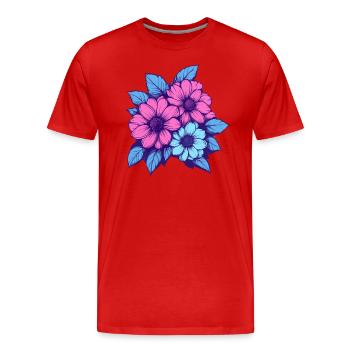 Neon Flowers Trio - Men's Premium Organic T-Shirt - red - Front - Damien (186cm)