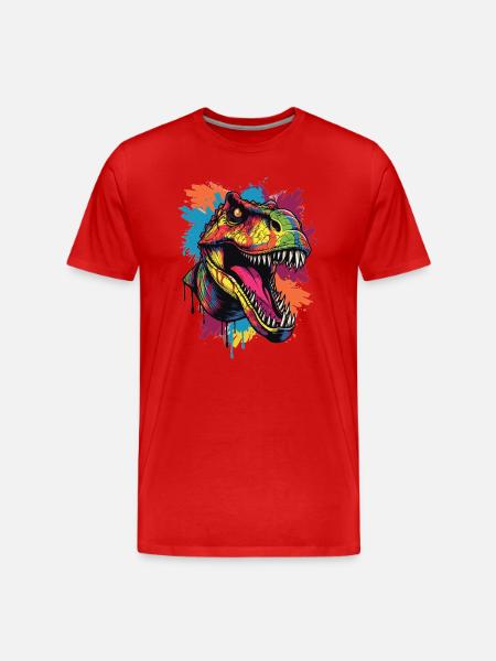 Bunter T-Rex Kopf - Männer Premium Bio T-Shirt - Rot