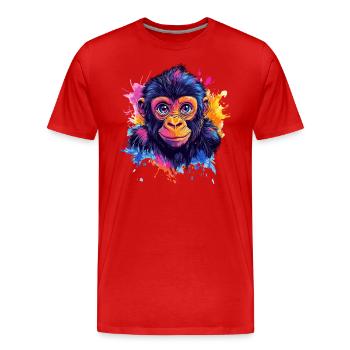 éclaboussure de tête de singe coloré - T-shirt bio Premium Homme - rouge - Devant - Damien (186cm)