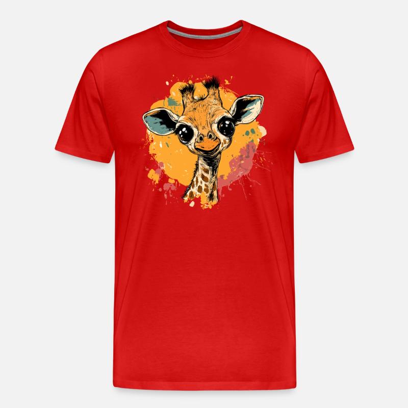 Giraffe im Farbklecks - Männer Premium Bio T-Shirt - Rot