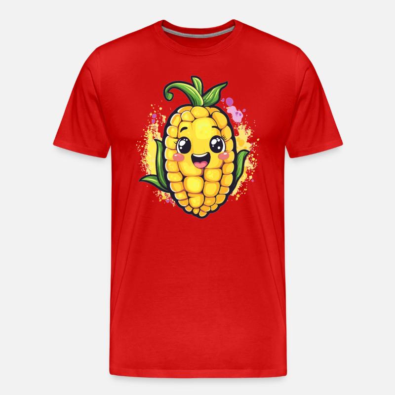 Fröhlicher Maiskolben - Männer Premium Bio T-Shirt - Rot