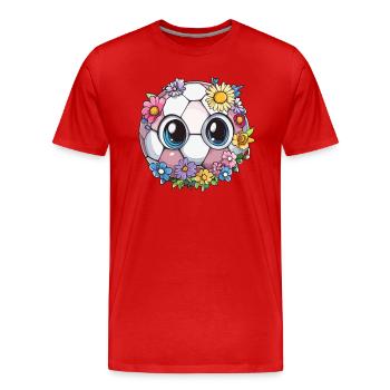 Football avec des yeux de fleur - T-shirt bio Premium Homme - rouge - Devant - Damien (186cm)