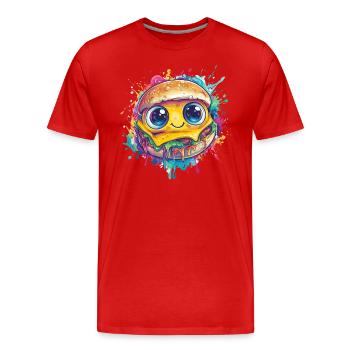 Wide-eyed burgers - Men's Premium Organic T-Shirt - red - Front - Damien (186cm)