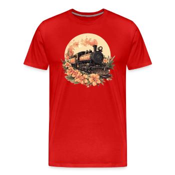 Fleur Locomotive À Vapeur Vintage - T-shirt bio Premium Homme - rouge - Devant - Damien (186cm)