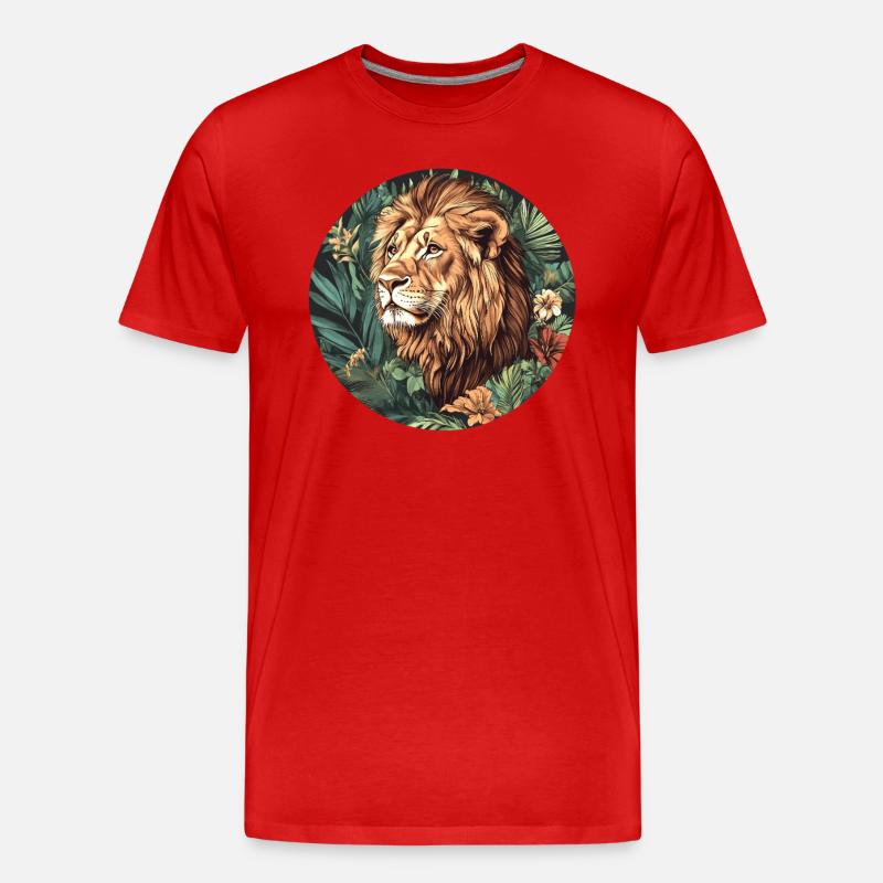 Löwe im Dschungel - Männer Premium Bio T-Shirt - Rot