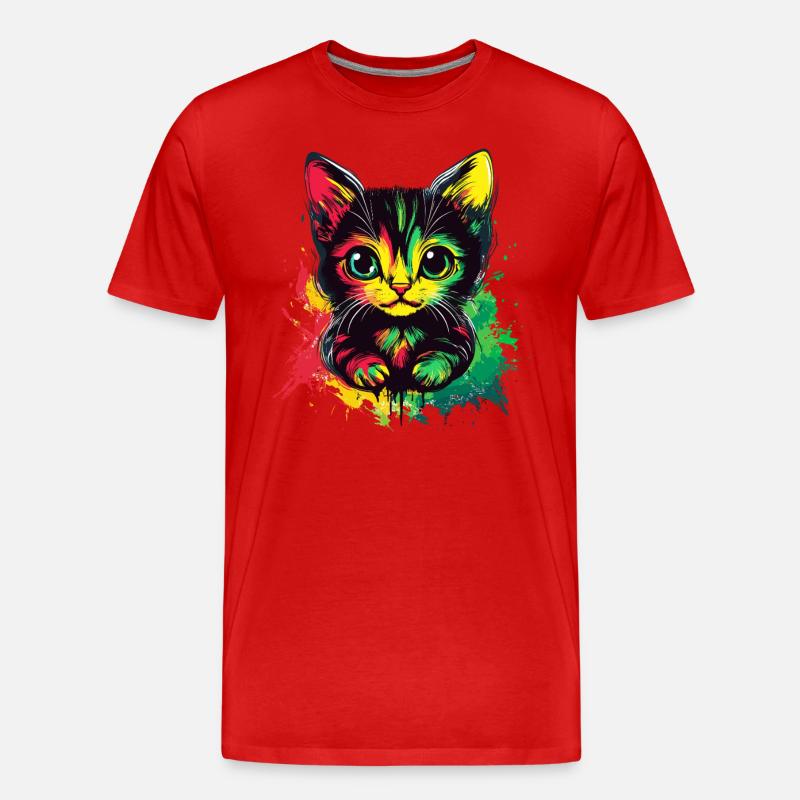 Rasta Katze Style - Männer Premium Bio T-Shirt - Rot