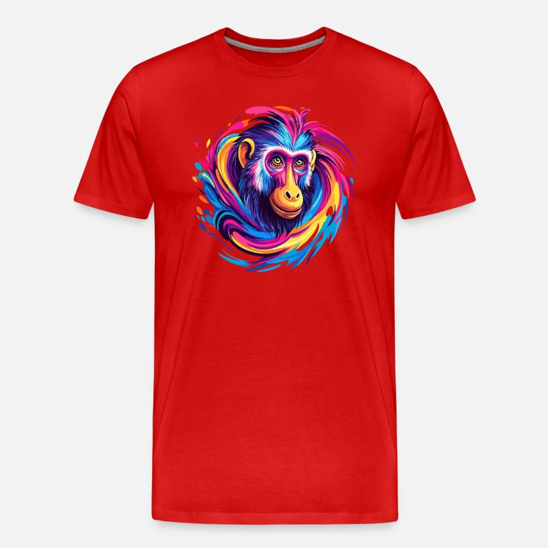 Bunter Affenkopf Wirbel - Männer Premium Bio T-Shirt - Rot
