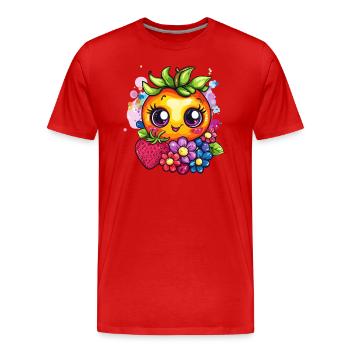 Fruchtiges Sommergesicht - Männer Premium Bio T-Shirt - Rot - Vorne - Damien (186cm)