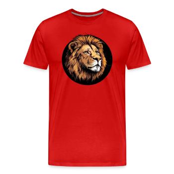 Majestätischer Löwenkopf - Männer Premium Bio T-Shirt - Rot - Vorne - Damien (186cm)