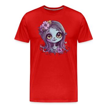 Flower girl with shining eyes - Men's Premium Organic T-Shirt - red - Front - Damien (186cm)