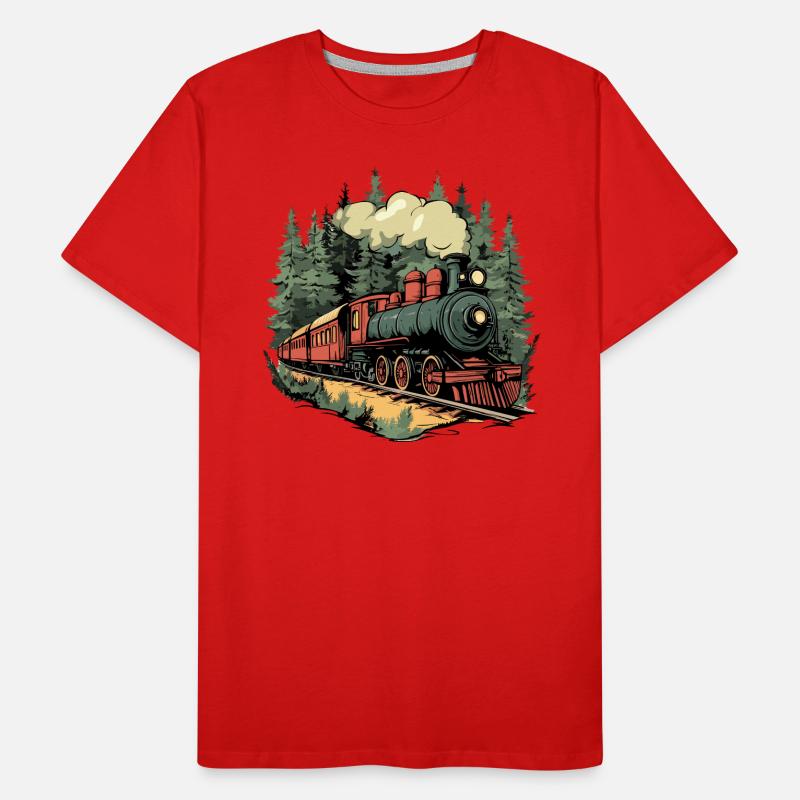 Forest train in the sunlight Men's Premium Organic T-Shirt
