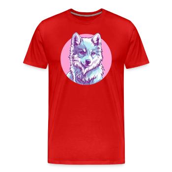 Loup arctique en rose - T-shirt bio Premium Homme - rouge - Devant - Damien (186cm)