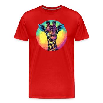 Colorful Giraffe with Gradient - Men's Premium Organic T-Shirt - red - Front - Damien (186cm)