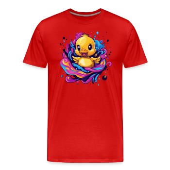 Quietschende Badeente Splash - Männer Premium Bio T-Shirt - Rot - Vorne - Damien (186cm)
