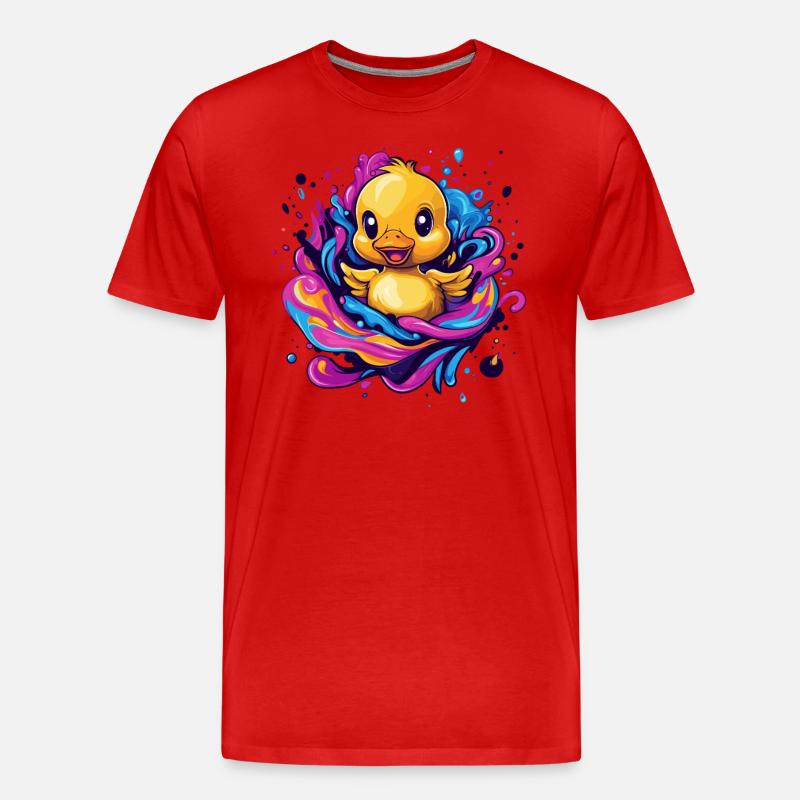 Quietschende Badeente Splash - Männer Premium Bio T-Shirt - Rot