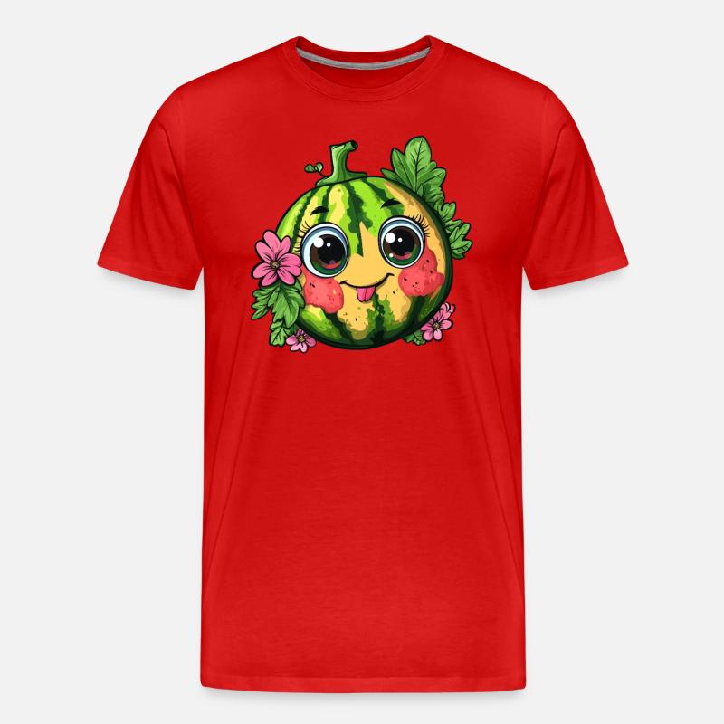 Süße Wassermelone mit Blumen - Männer Premium Bio T-Shirt - Rot