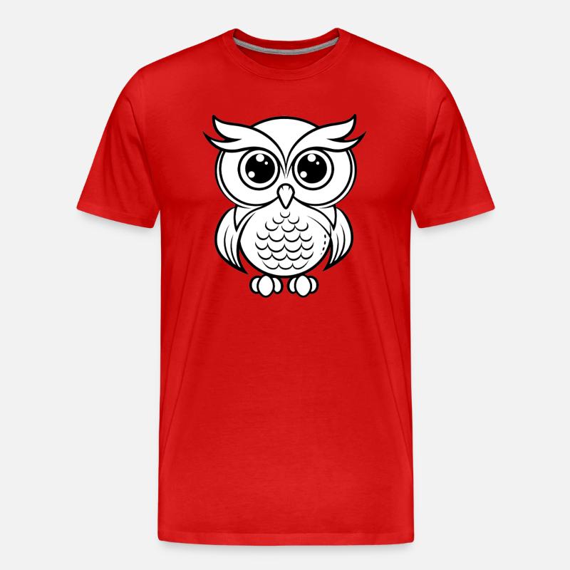 Süße Eule Umriss - Männer Premium Bio T-Shirt - Rot