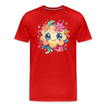 Keks mit Blumenlächeln - Männer Premium Bio T-Shirt - Rot - Vorne - Damien (186cm)