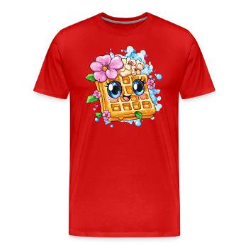 Waffel mit Blütenfreude - Männer Premium Bio T-Shirt - Rot - Vorne - Damien (186cm)