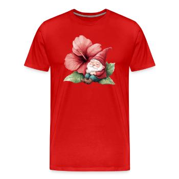 Schlafender Gartenzwerg Blüte - Männer Premium Bio T-Shirt - Rot - Vorne - Damien (186cm)