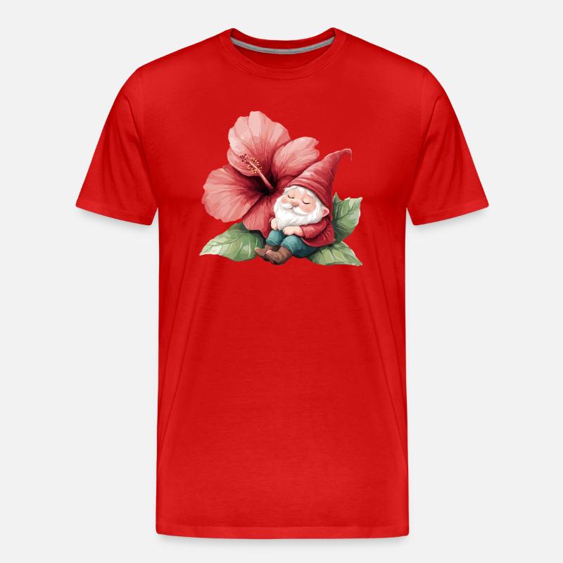 Schlafender Gartenzwerg Blüte - Männer Premium Bio T-Shirt - Rot