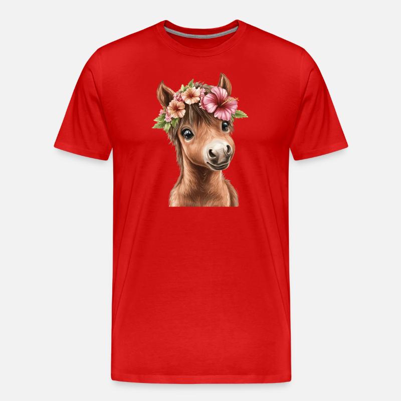 Flower pony with wreath - Men's Premium Organic T-Shirt - red