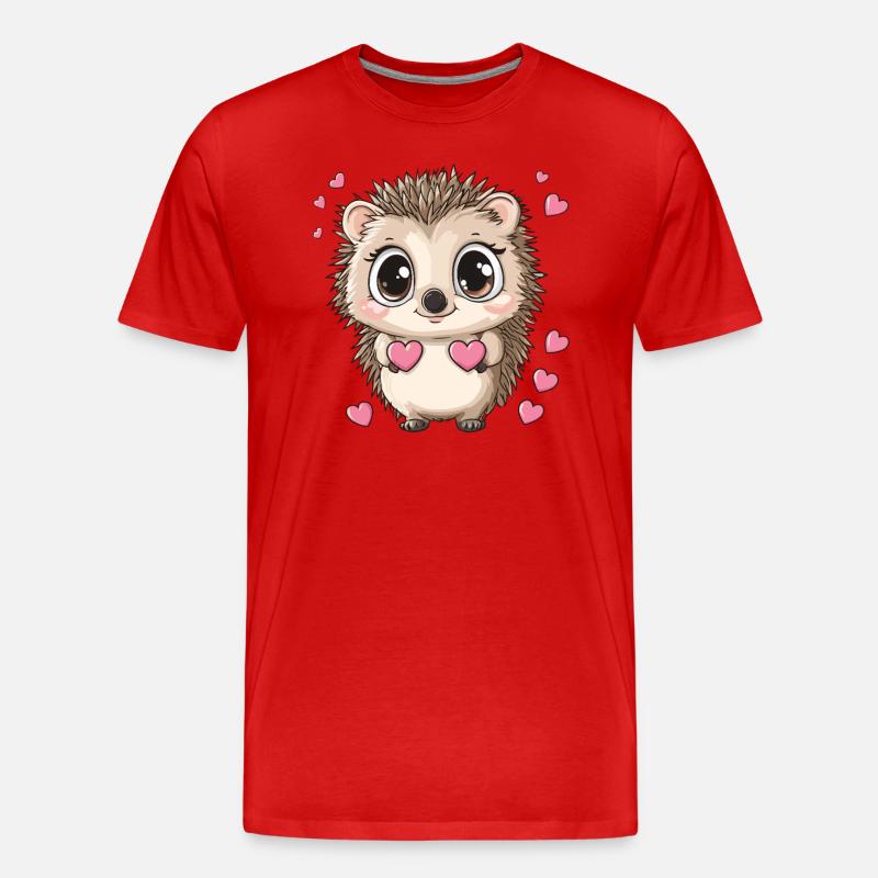 Igel mit Herzen - Männer Premium Bio T-Shirt - Rot
