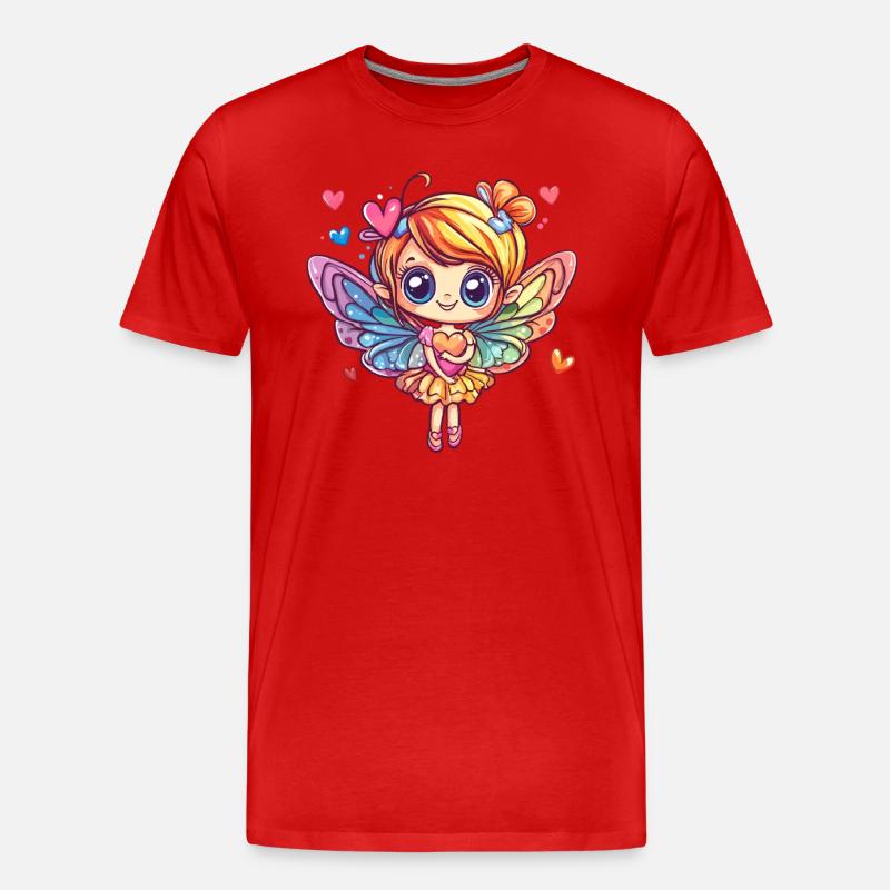 Schmetterlingsfee mit Herz - Männer Premium Bio T-Shirt - Rot