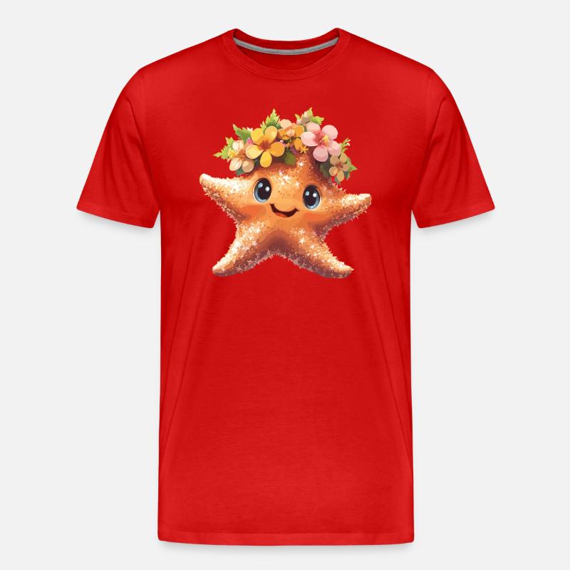 Seestern mit Blütenkrone - Männer Premium Bio T-Shirt - Rot