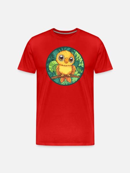 Gelber Vogel im Dschungel - Männer Premium Bio T-Shirt - Rot