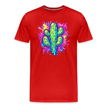 Farbenfrohe Kaktus Kunst - Männer Premium Bio T-Shirt - Rot - Vorne - Damien (186cm)