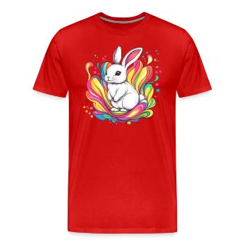 Weißes Kaninchen mit Farben - Männer Premium Bio T-Shirt - Rot - Vorne - Damien (186cm)