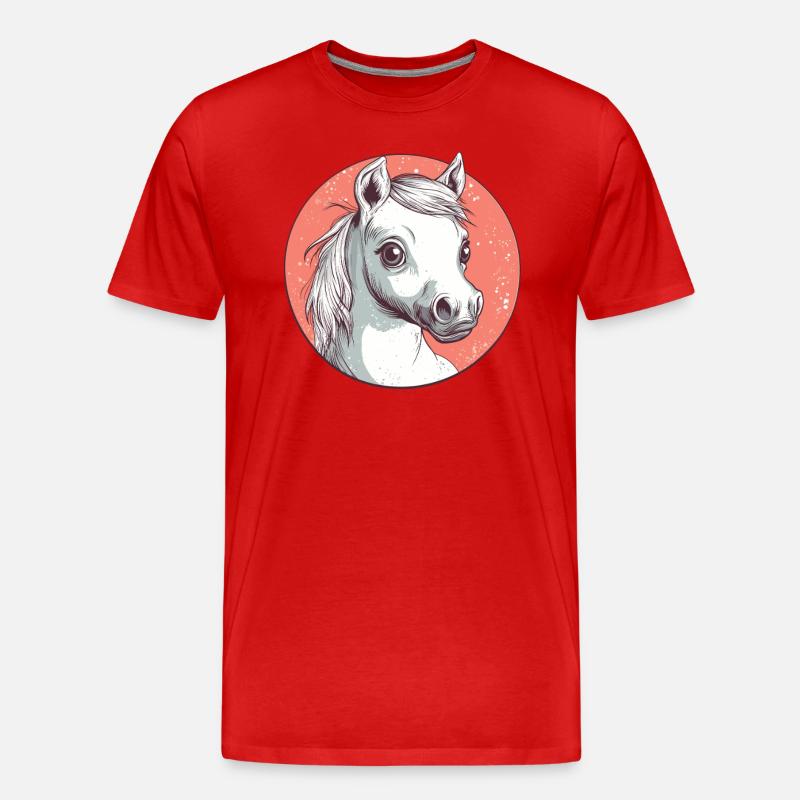 Weißes Pony mit Blick - Männer Premium Bio T-Shirt - Rot