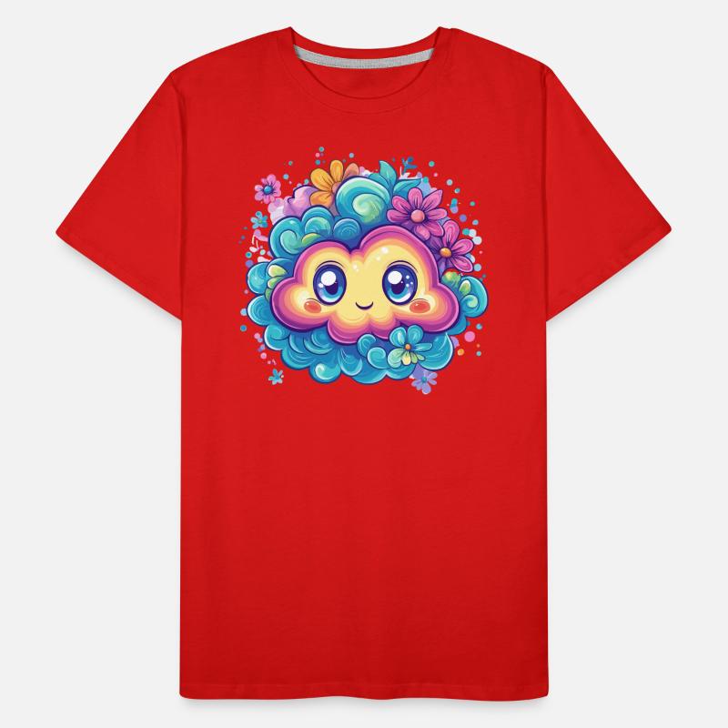 Cute Cloud with Flowers Men's Premium Organic T-Shirt