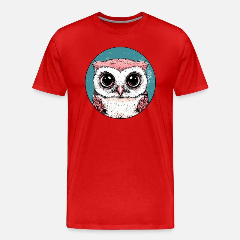 Große Augen Eule - Männer Premium Bio T-Shirt - Rot