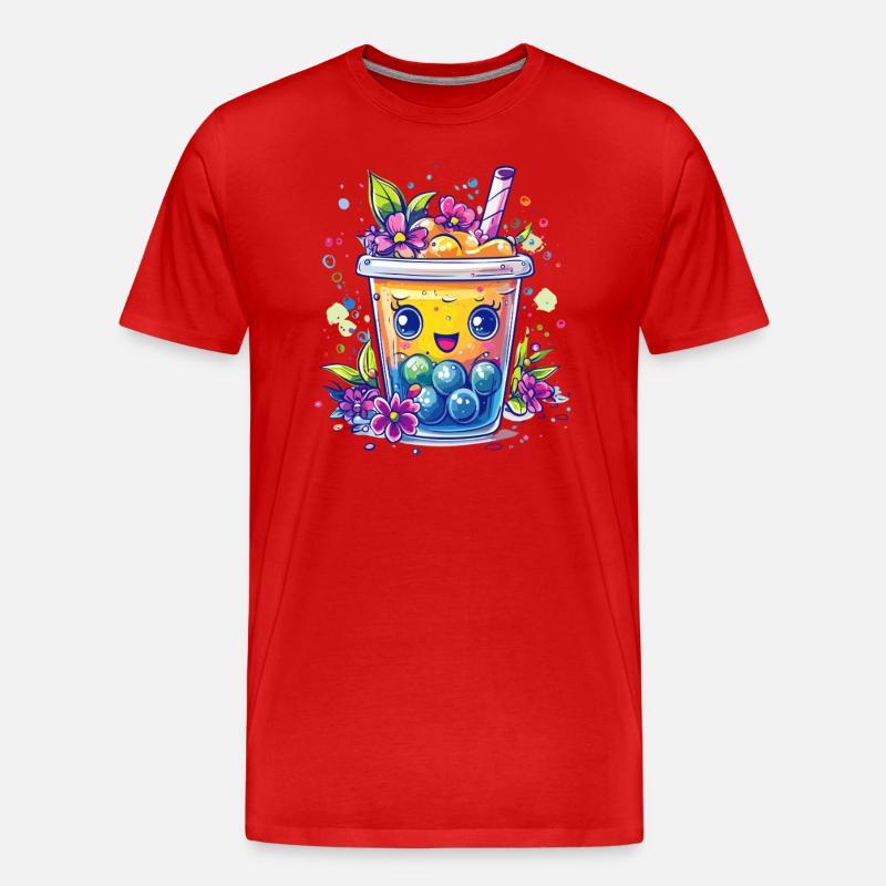 Fruchtiger Bubble Tea - Männer Premium Bio T-Shirt - Rot