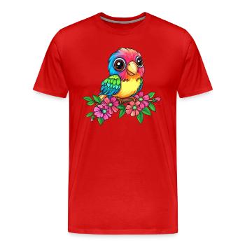 Bunter Vogel auf Zweig - Männer Premium Bio T-Shirt - Rot - Vorne - Damien (186cm)