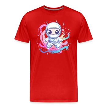Ninja dans le tourbillon de couleurs - T-shirt bio Premium Homme - rouge - Devant - Damien (186cm)