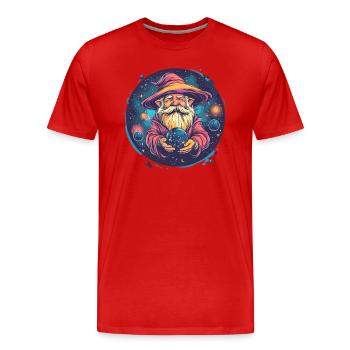 Sorcier de l’espace avec orbe - T-shirt bio Premium Homme - rouge - Devant - Damien (186cm)