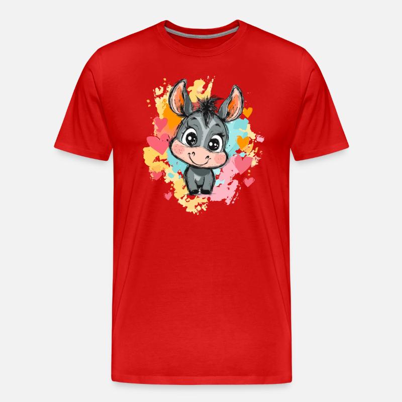 Lustiger Esel mit Herzen - Männer Premium Bio T-Shirt - Rot
