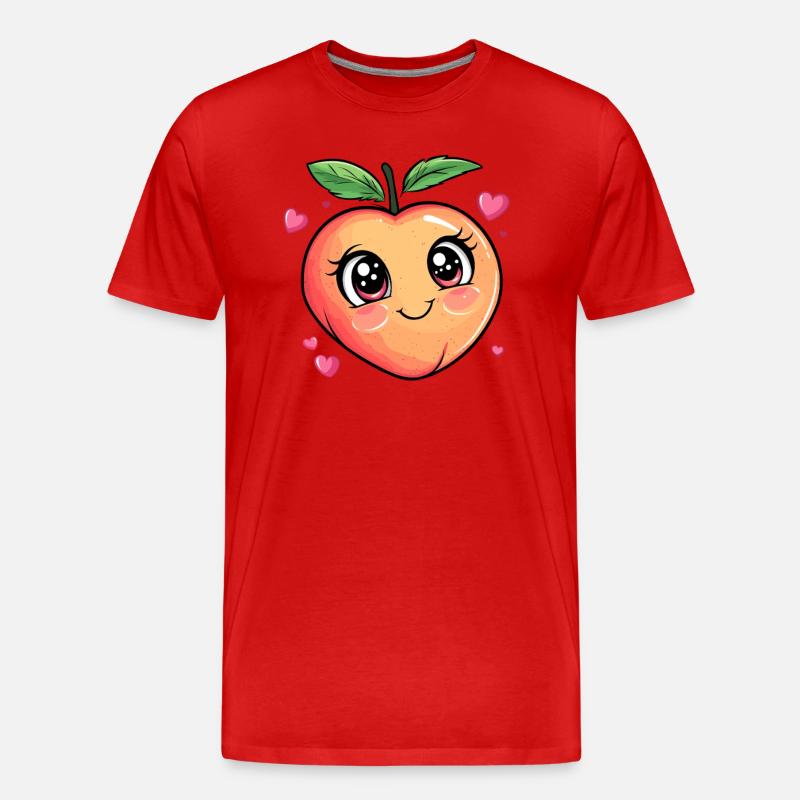 Pfirsich mit Herzchen - Männer Premium Bio T-Shirt - Rot