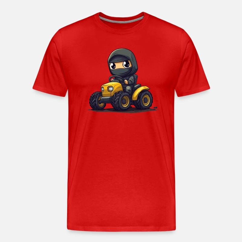 Ninja auf Traktor - Männer Premium Bio T-Shirt - Rot