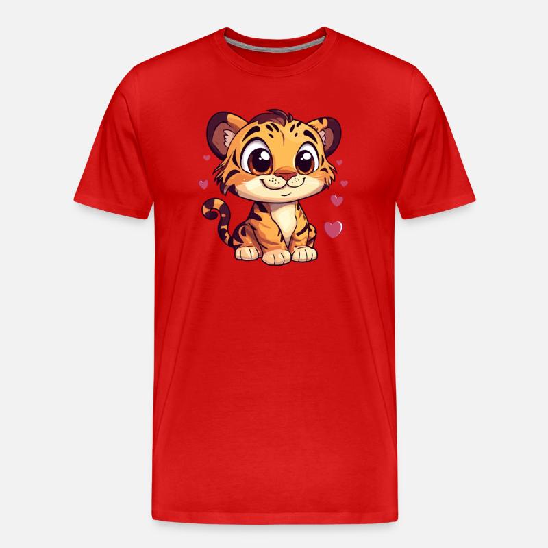 Tiger mit Herzchen - Männer Premium Bio T-Shirt - Rot